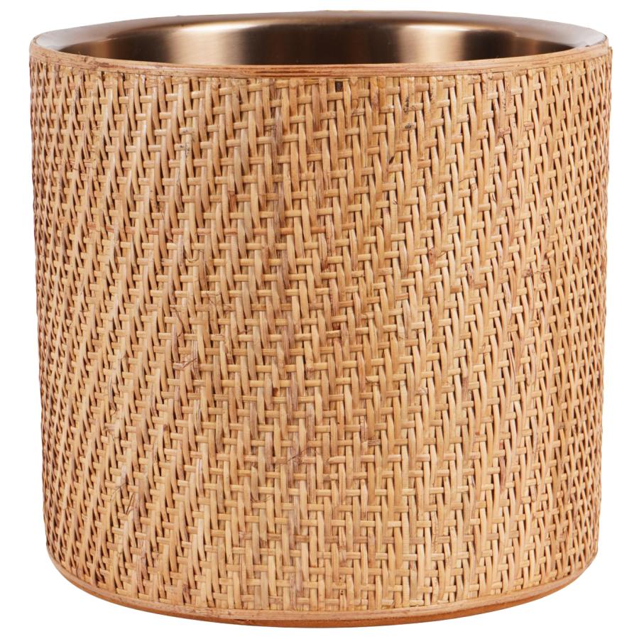 Rattan Antique Gold Wide Wine Cooler